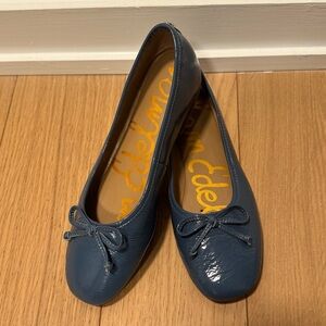 Sam Edelman Alie Blue Crinkle Patent Ballet Flats